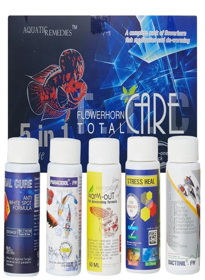 VAYINATO Aquatic Remedies 5 in 1 Must Have Flower Horn Fish Care Mini Combo by Petzlifeworld - Image 1